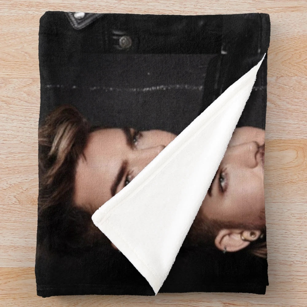 Adam Lambert inspired plush blanket with glam rock design
