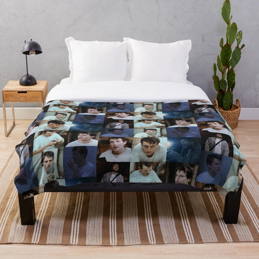 Adam Stanheight (Leigh Whannell) inspired plush blanket featuring the Jigsaw character from the Saw horror movie franchise