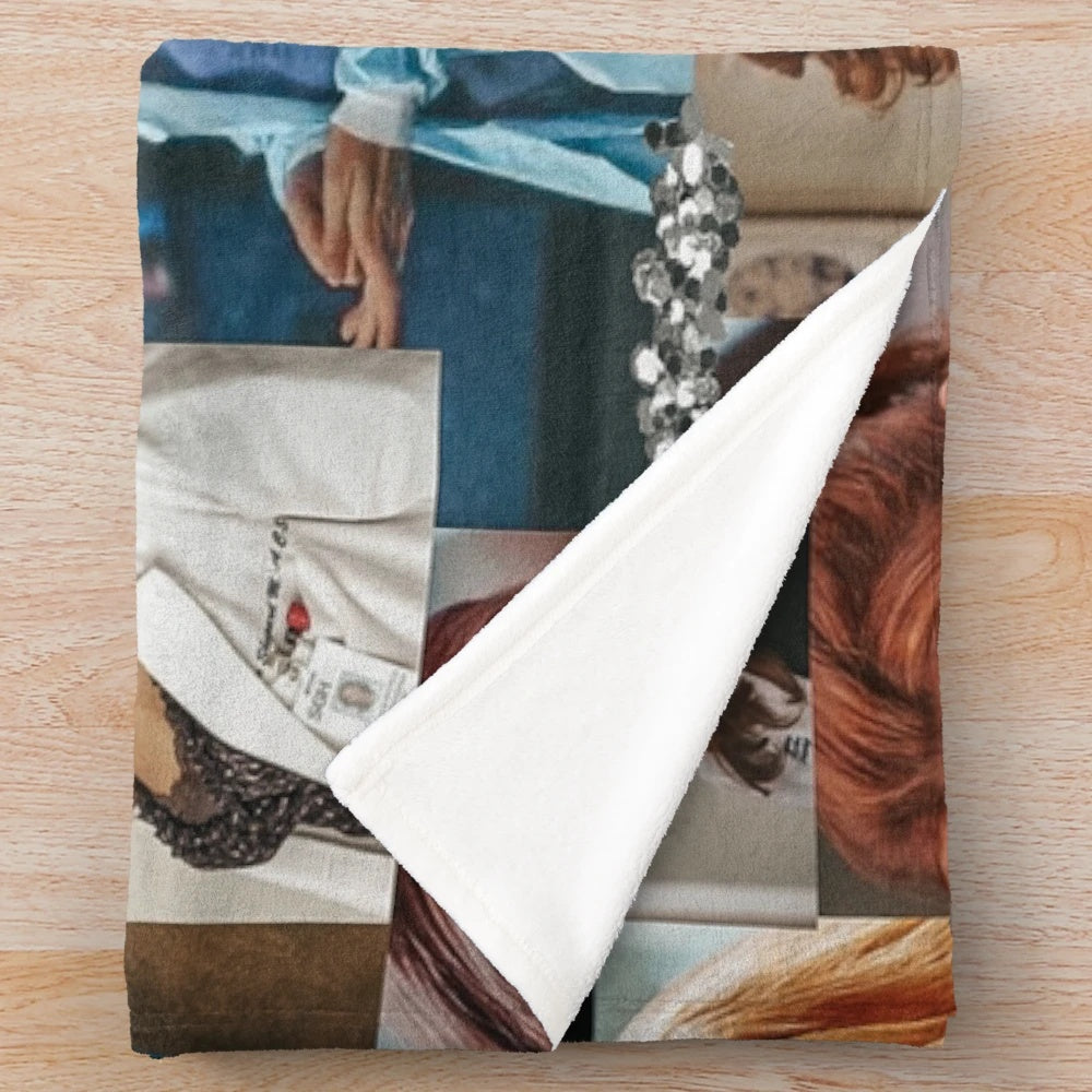 Addison Montgomery themed plush blanket with collage design