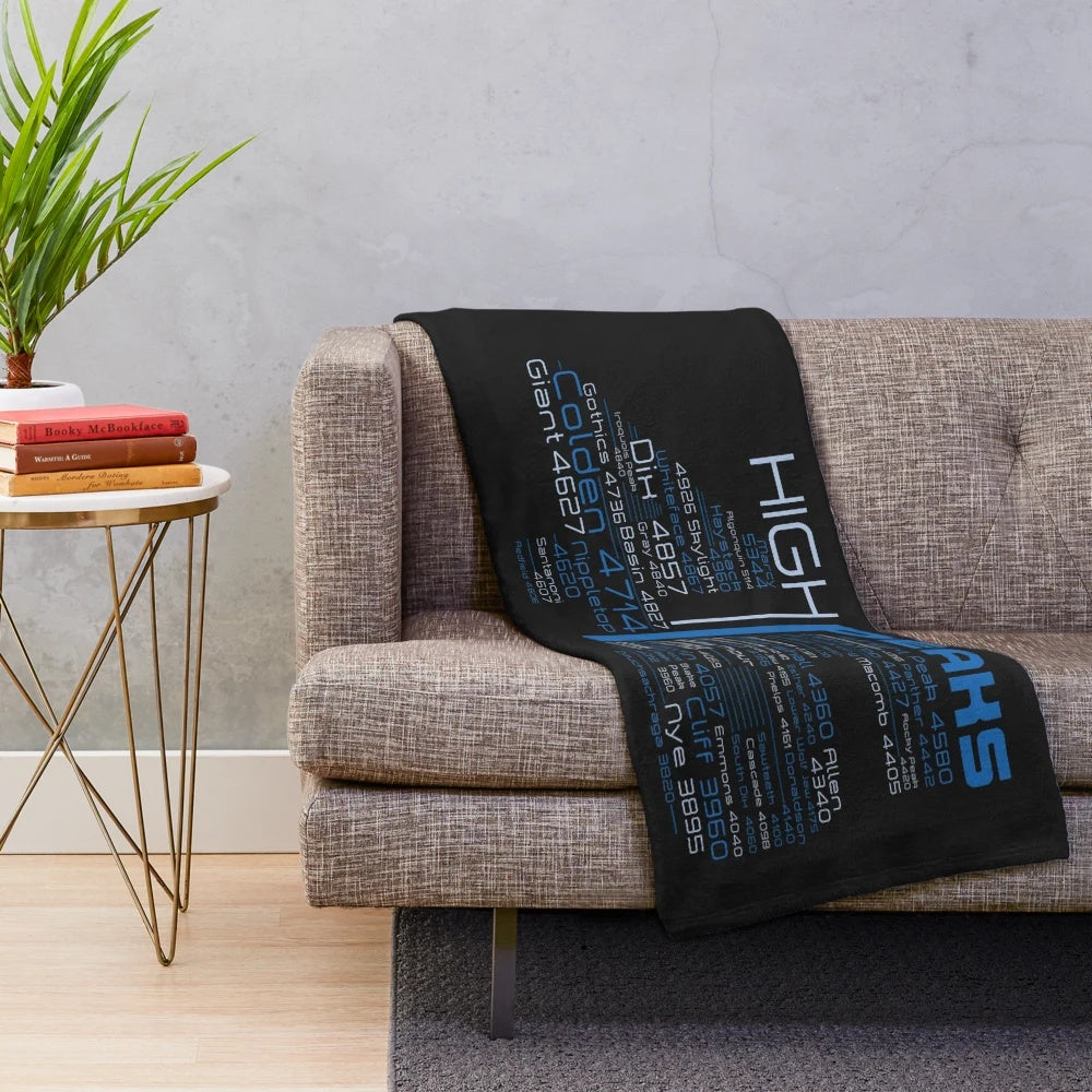 Adirondack High Peaks inspired plush blanket with 46er design