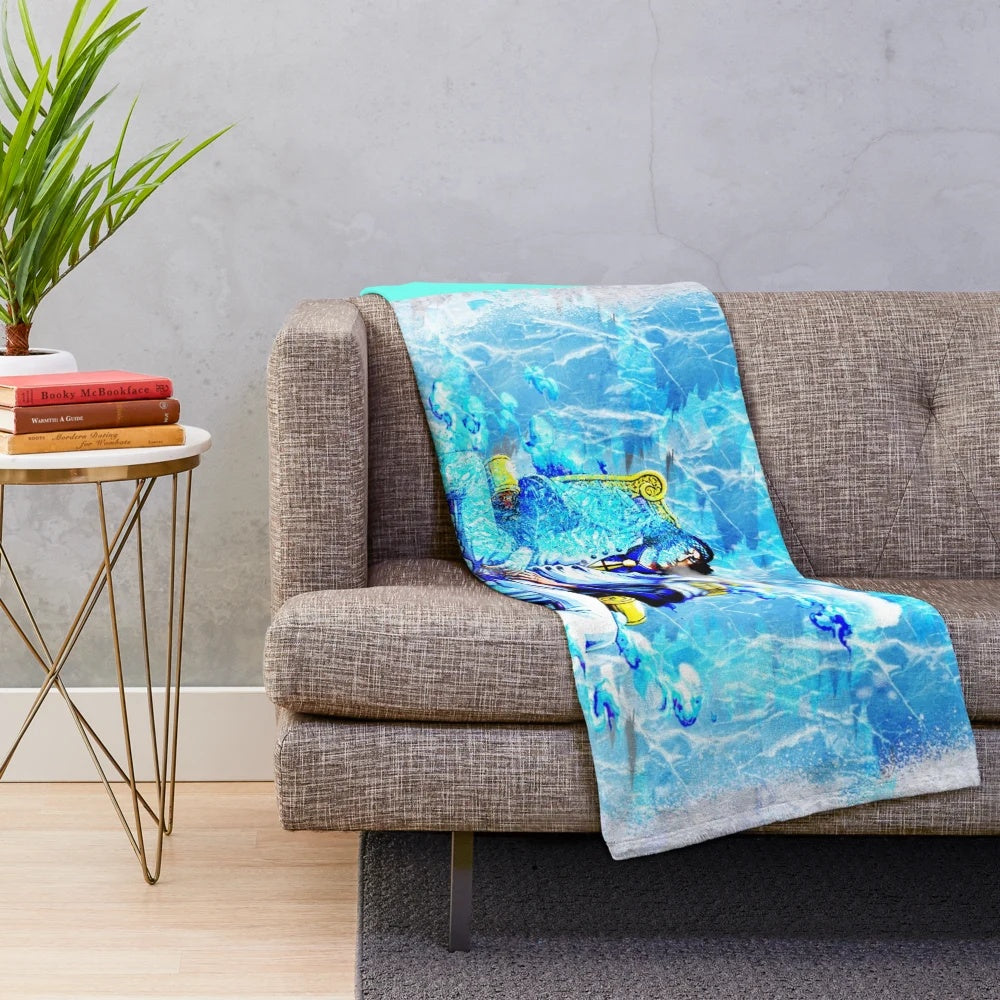 Admiral Aokiji inspired plush blanket with navy, ice, and cold design elements