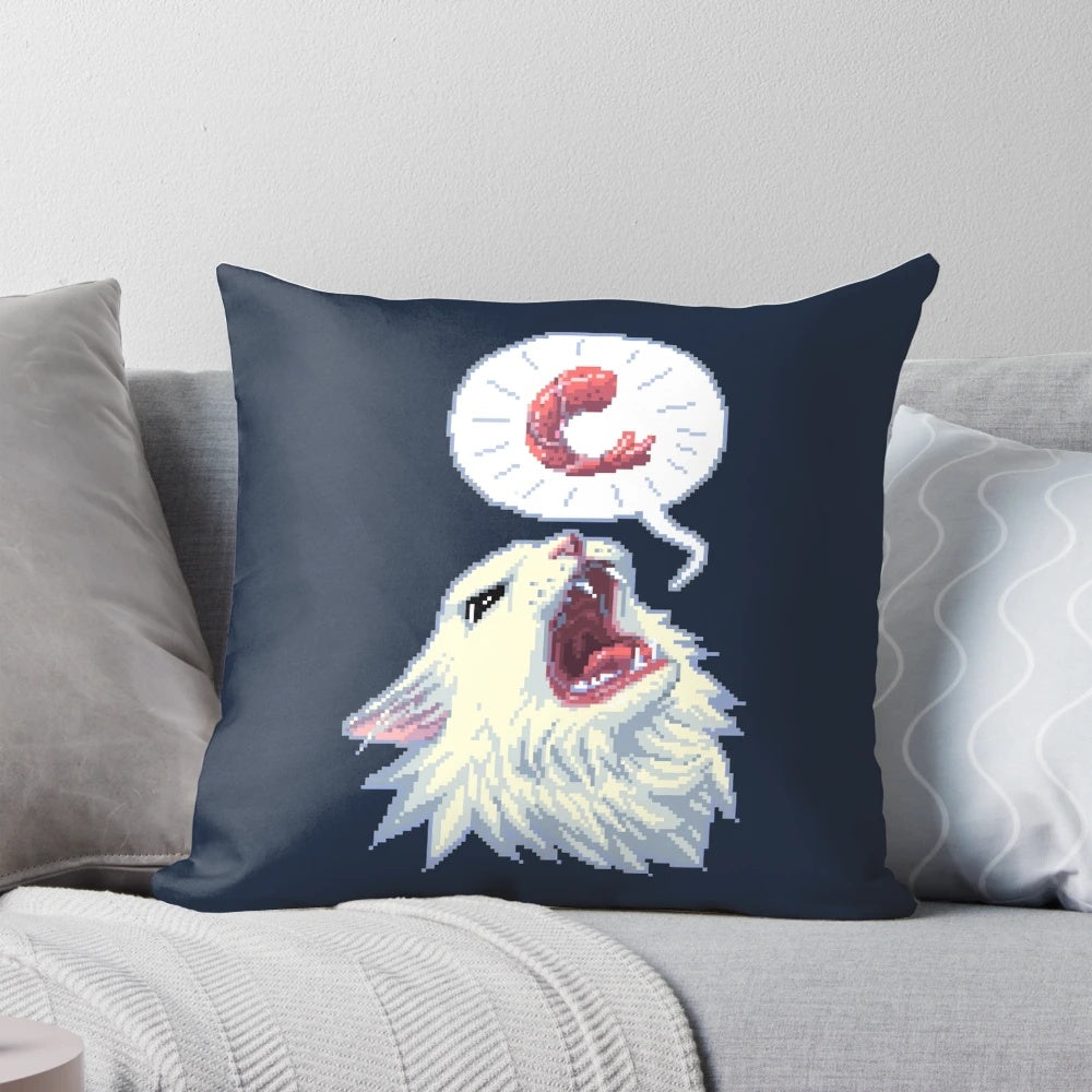 8-bit illustration of Thurston the cat on a cozy pillow