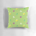 Adventure Time-inspired decorative pillow with a charming pattern of birds, bees, caterpillars, and ladybugs