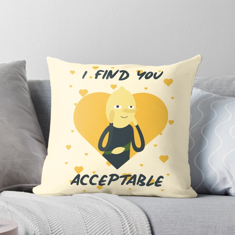 Colorful throw pillow featuring the characters Finn and Jake from the popular animated series Adventure Time.