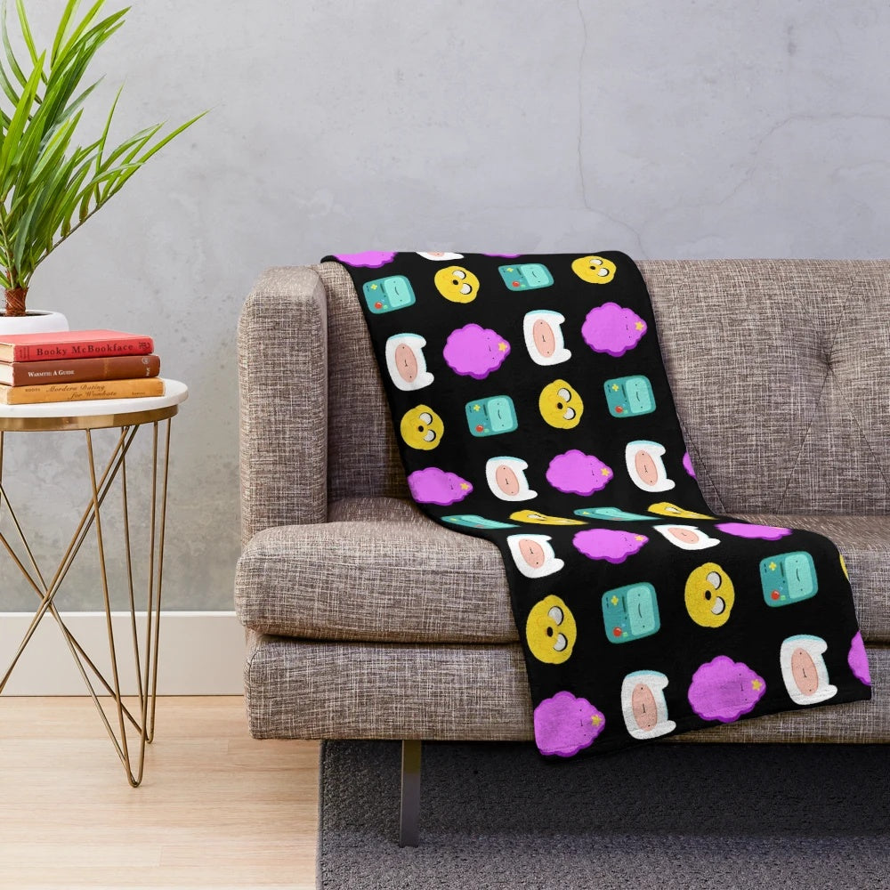 Adventure Time Inspired Plush Blanket Featuring Finn, Jake, and Other Beloved Characters