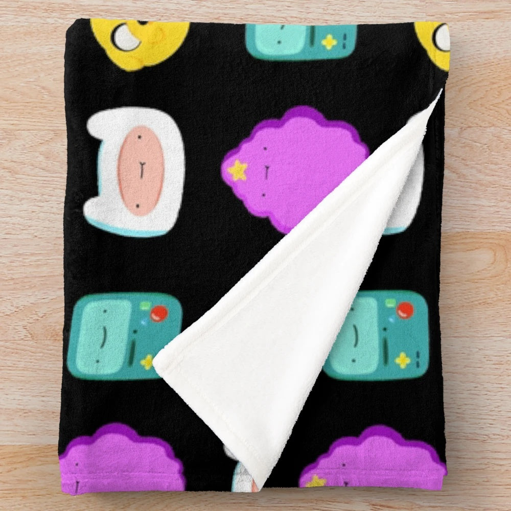 Adventure Time Inspired Plush Blanket Featuring Finn, Jake, and Other Beloved Characters