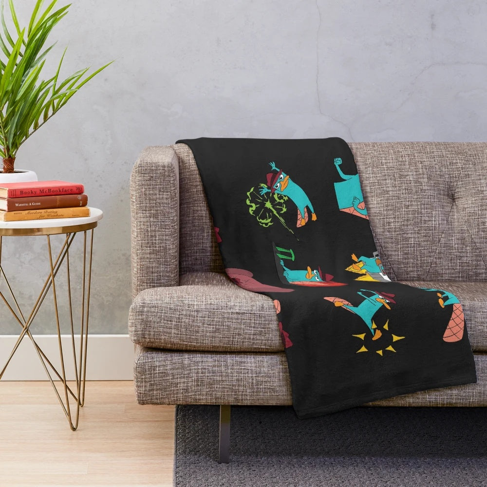 Cozy Agent P Plush Blanket - Cartoon Character Inspired Design