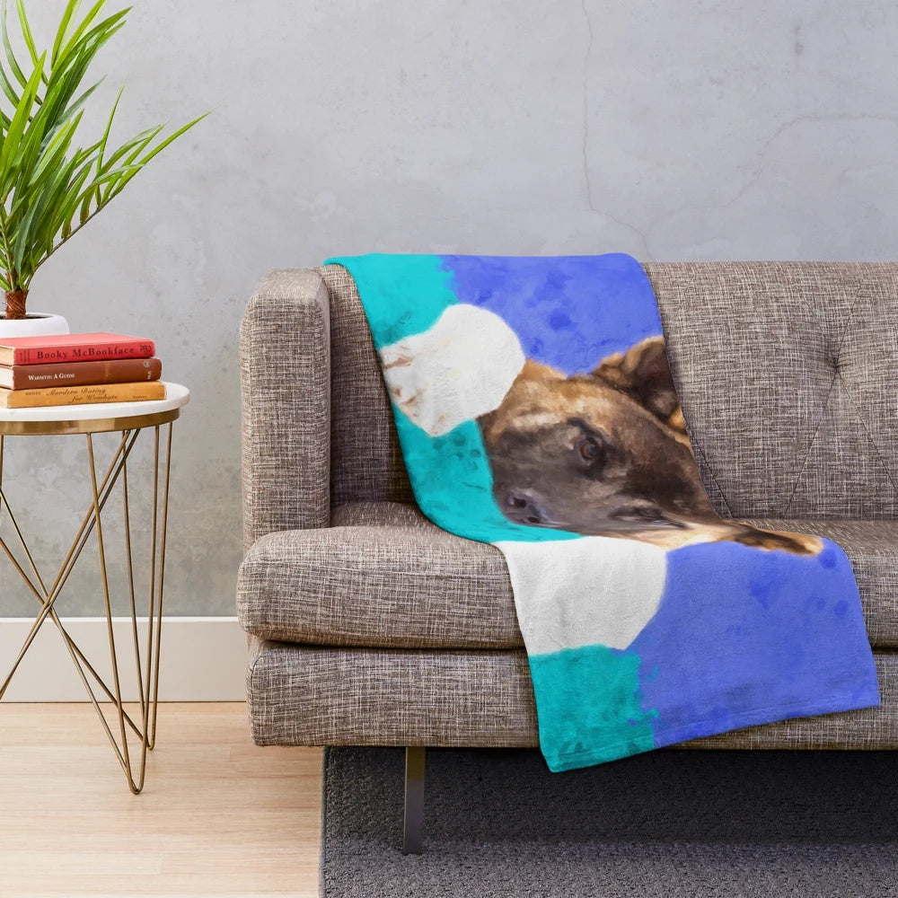 Akita puppy on a plush blanket