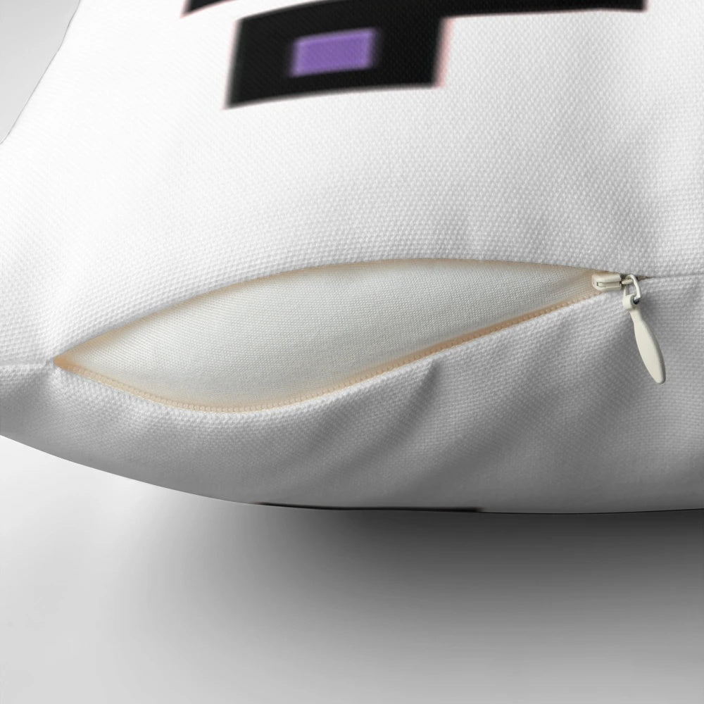 Alien monster emoji design printed on a plush, comfortable throw pillow.