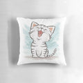 Soft, plush American Shorthair cat-themed throw pillow with cute cartoon design