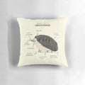 Soft, plush pillow featuring the detailed anatomy of a hedgehog in a fun, playful design.
