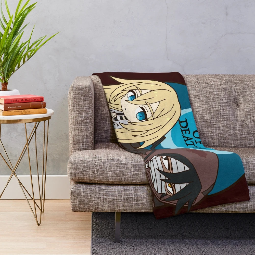 Cute Angels of Death Ray and Zack anime plush blanket