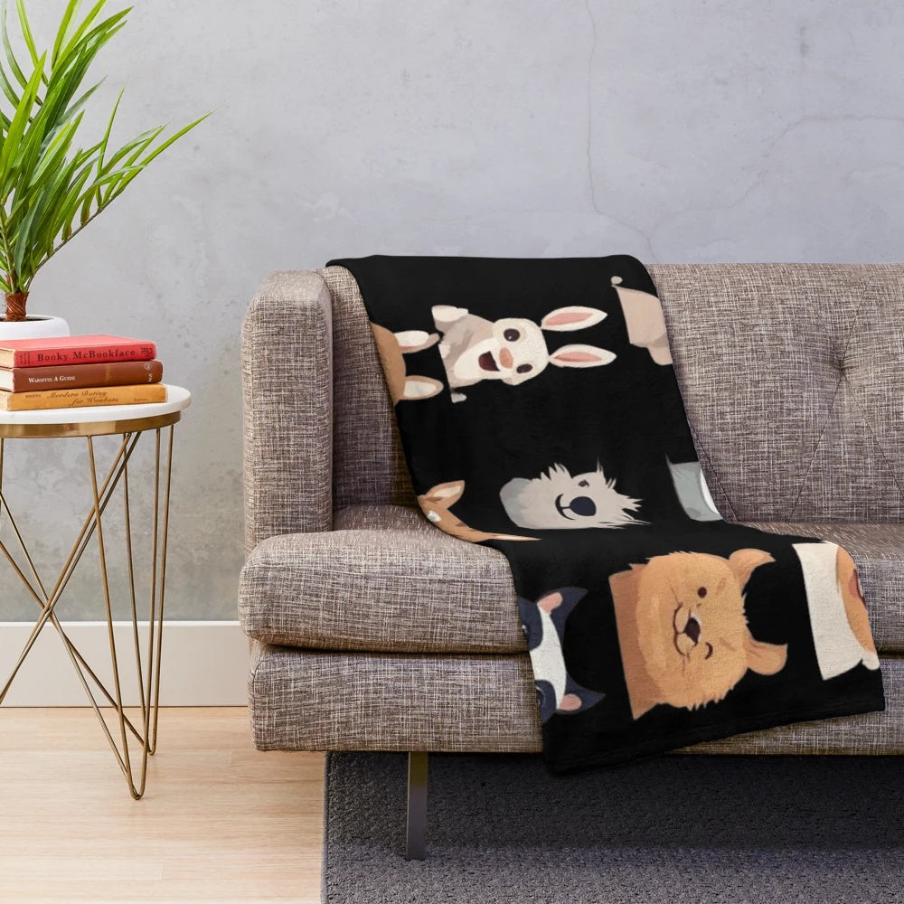 Cute and funny animal design plush blanket