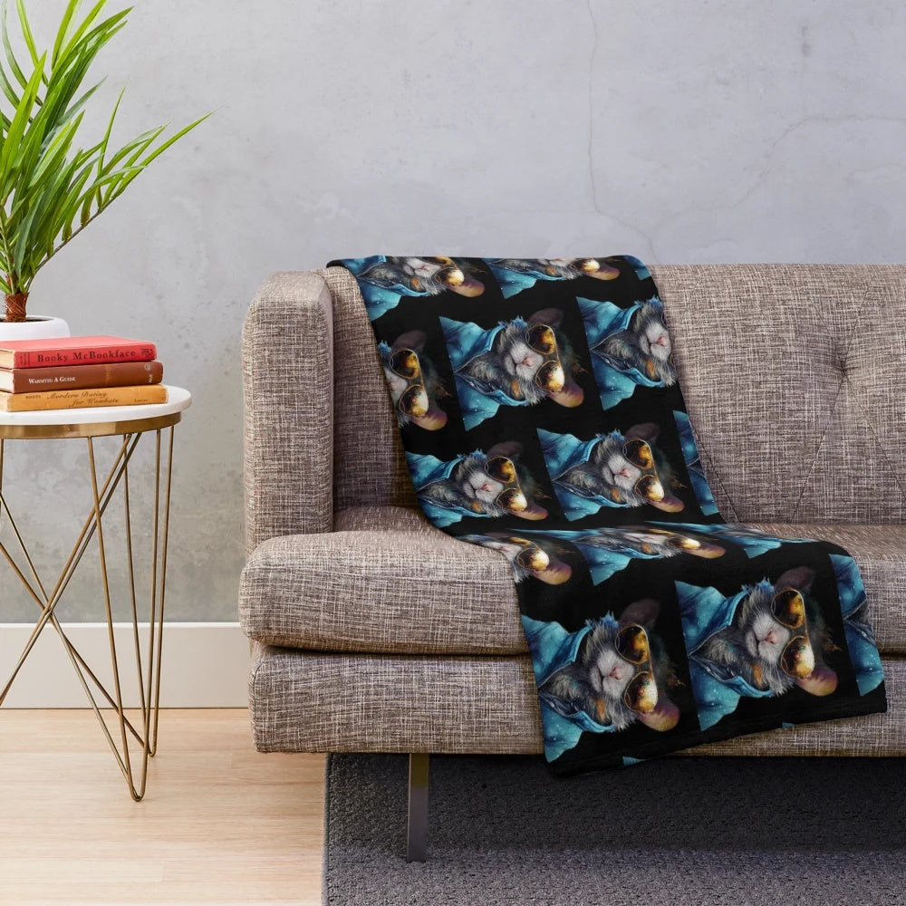 Soft and cuddly plush blanket featuring a cute animal design
