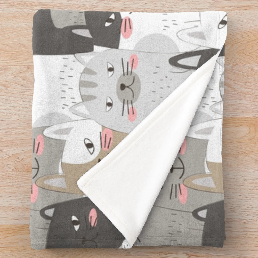 Cozy animal print plush blanket with illustrated design