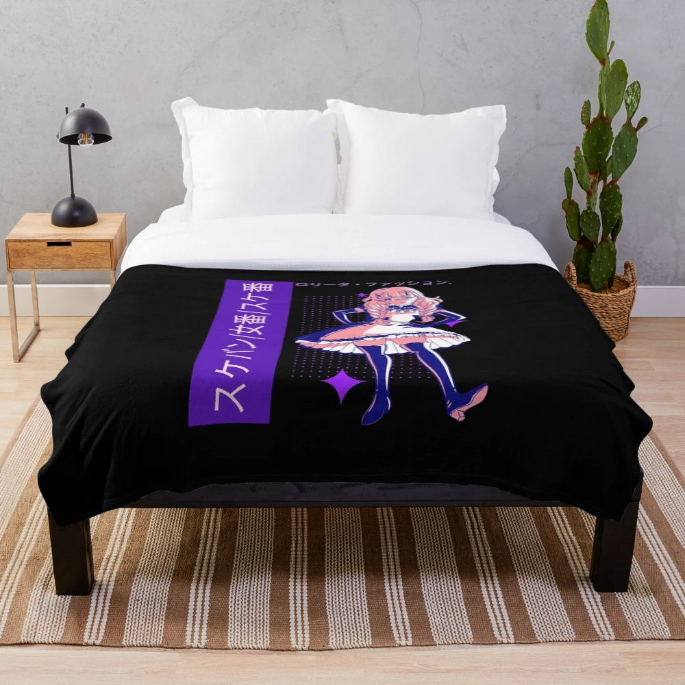 Soft and cuddly anime girl plush blanket with kawaii design