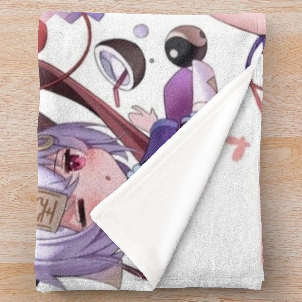 Soft and cozy plush blanket featuring the cute anime character Hu Tao from Genshin Impact
