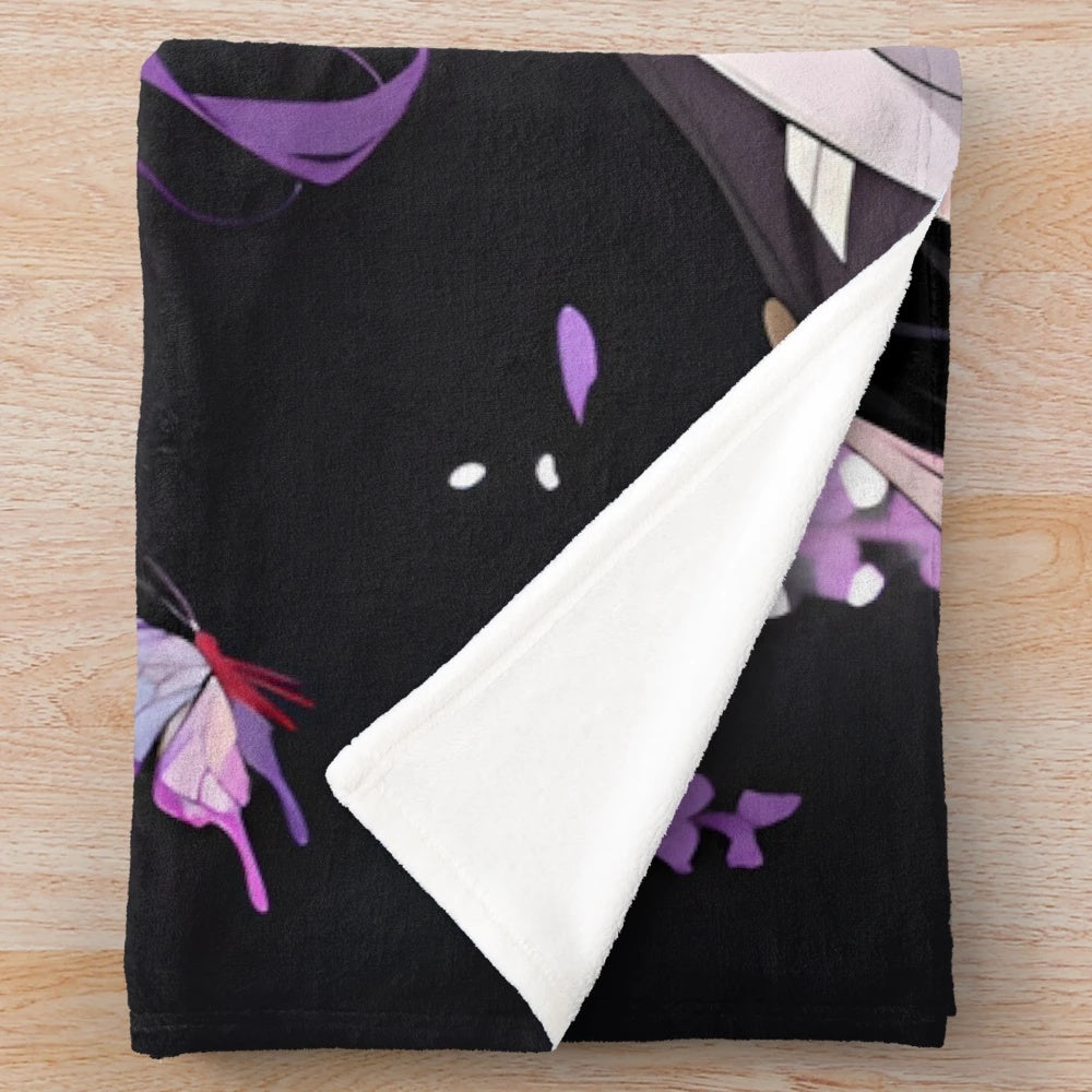 Cute anime girl plush blanket featuring Shinobu Kocho from Demon Slayer
