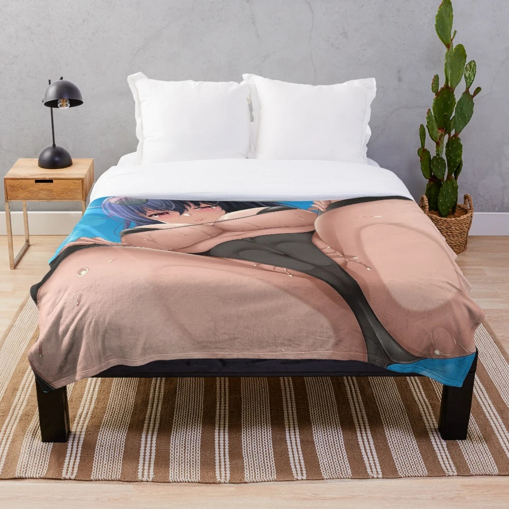 Plush blanket featuring a cute and sexy anime girl