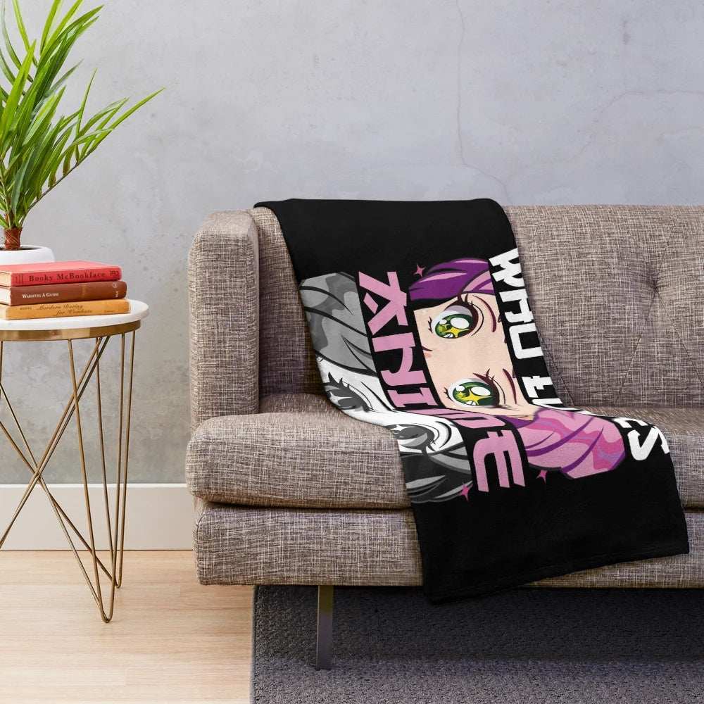 Cozy plush blanket featuring an anime-inspired design for girls who love sketching and anime