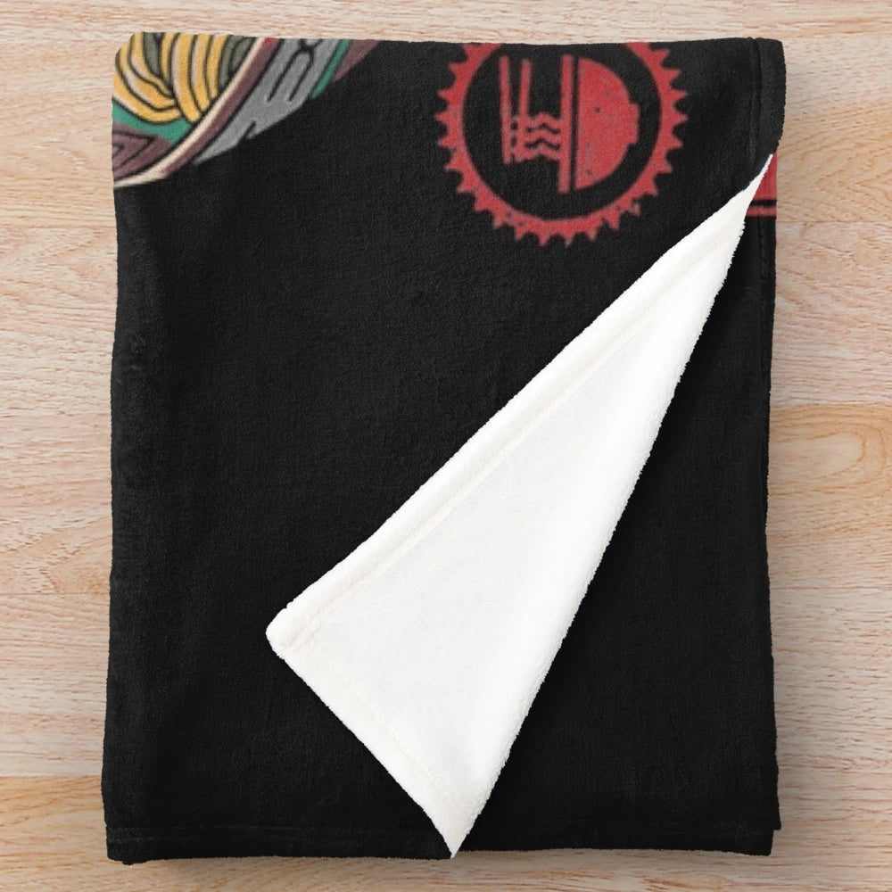 Soft and cozy plush blanket with a kawaii anime-style ramen noodle cat design