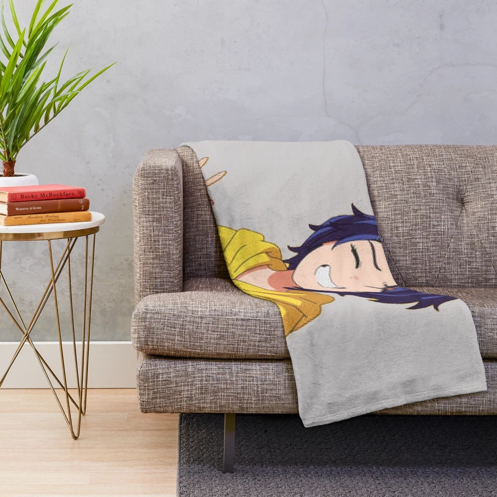 Soft and cuddly plush blanket featuring the characters from the anime series Wonder Egg Priority