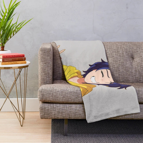 Soft and cuddly plush blanket featuring the characters from the anime series Wonder Egg Priority