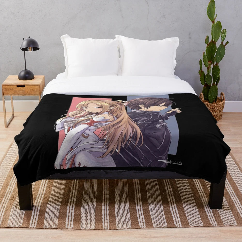 Soft and cozy anime plush blanket featuring the character Asuna from Sword Art Online