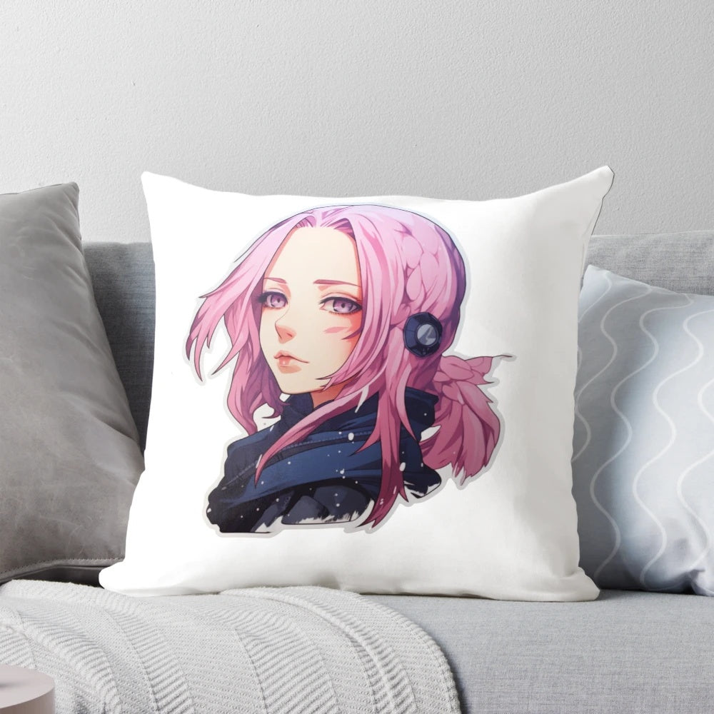 Soft and cozy anime-inspired sakura pillow with Naruto character Sakura Haruno