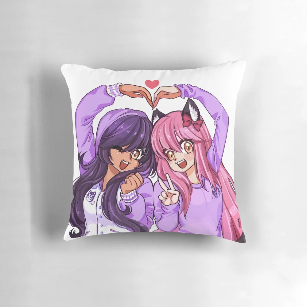 Soft and plush Aphmau cat pillow with a whimsical design, perfect for any Aphmau fan or anime enthusiast.