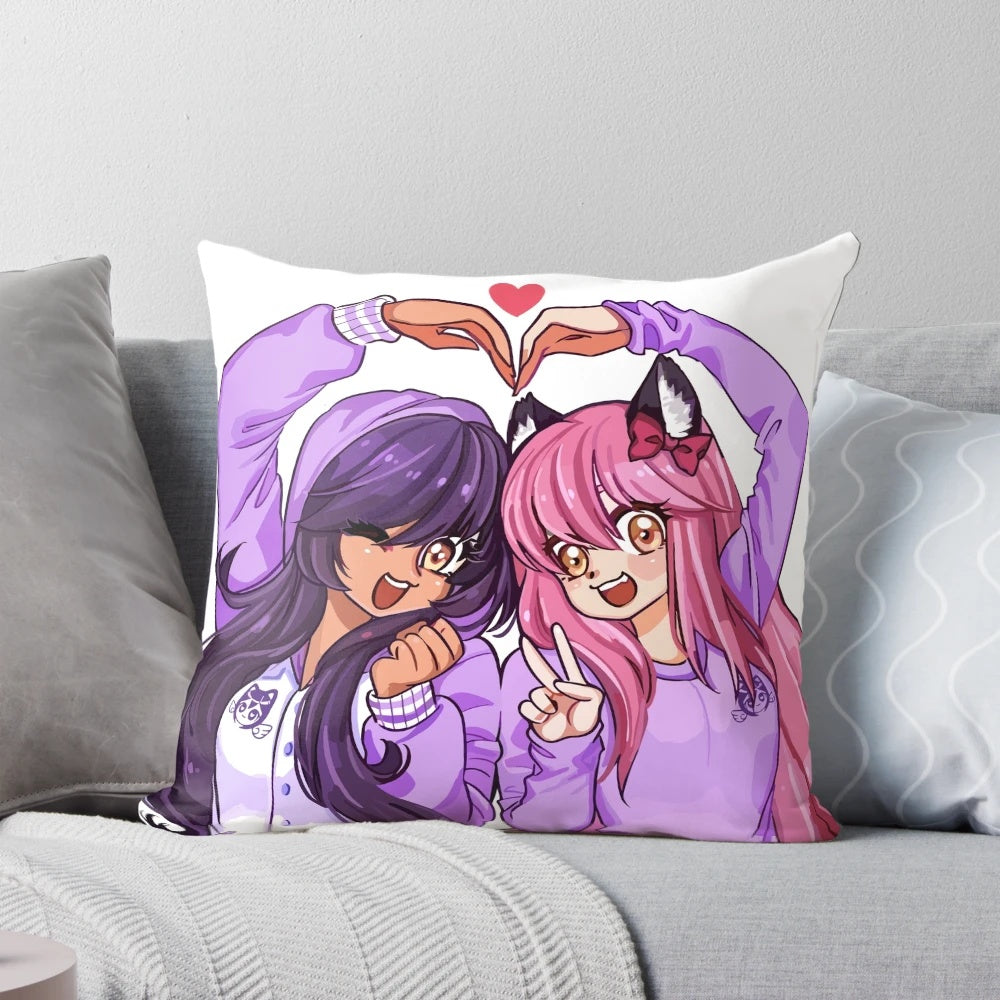 Soft and plush Aphmau cat pillow with a whimsical design, perfect for any Aphmau fan or anime enthusiast.
