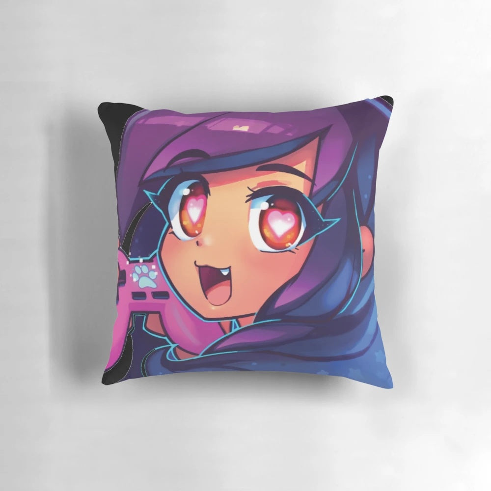 Cozy Aphmau-themed plush pillow for gaming enthusiasts