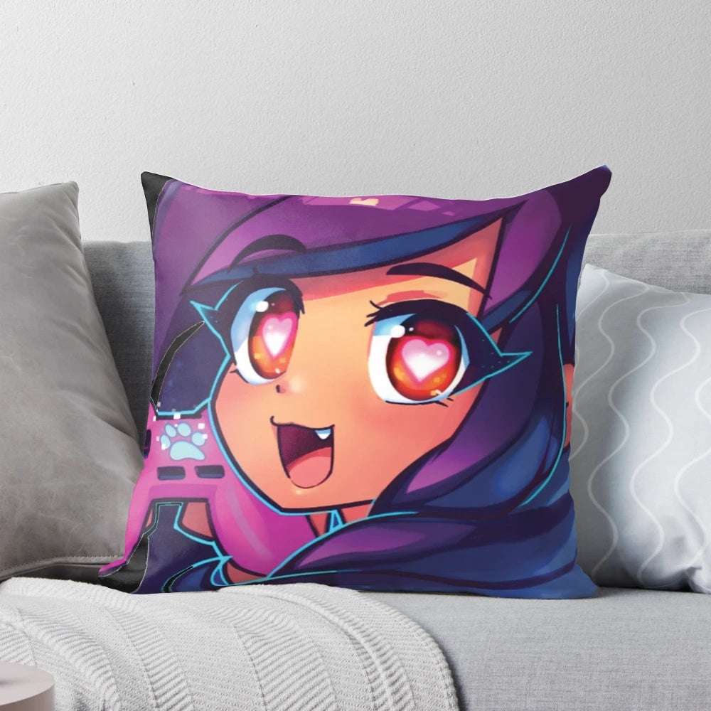 Cozy Aphmau-themed plush pillow for gaming enthusiasts
