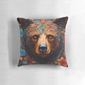 A beautifully designed throw pillow featuring a cute and creative artistic bear illustration.