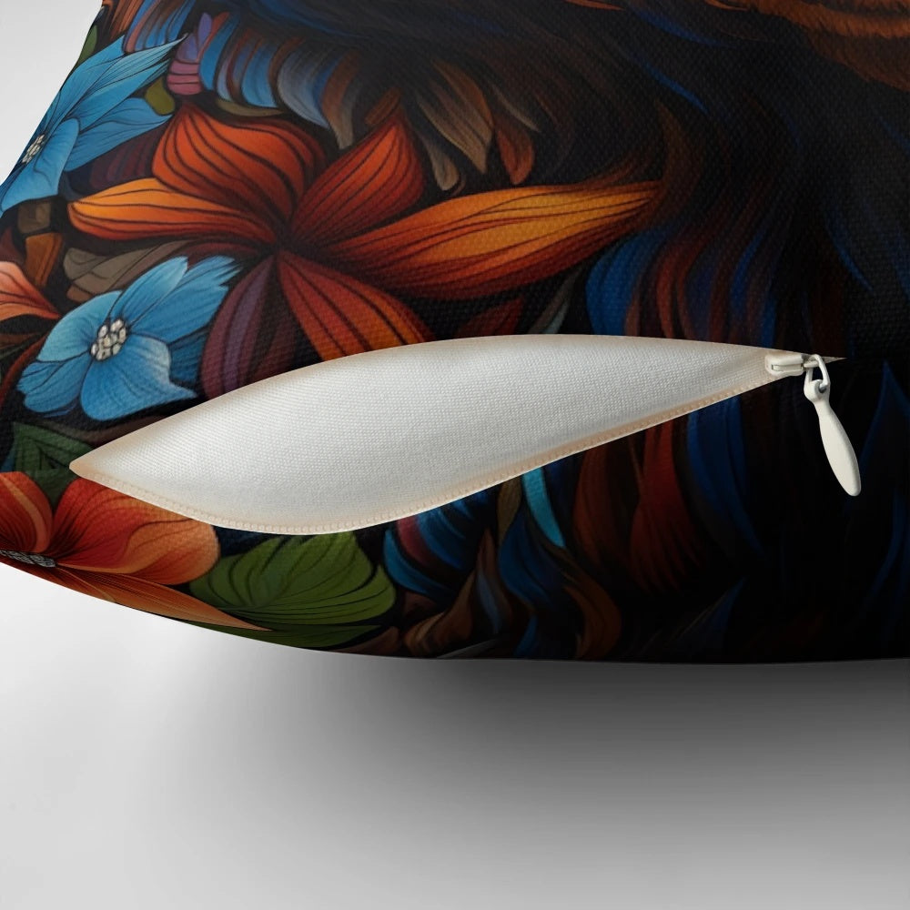 A beautifully designed throw pillow featuring a cute and creative artistic bear illustration.