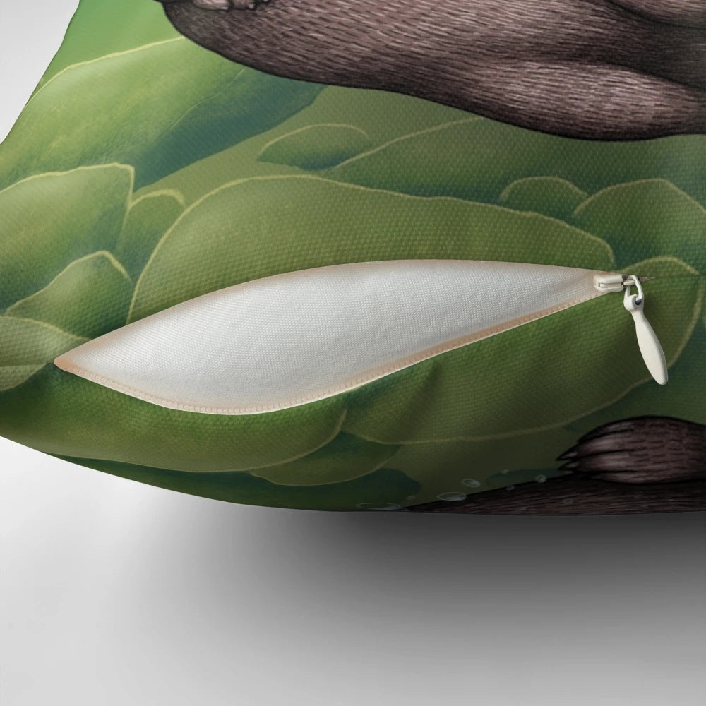Soft and cuddly pillow featuring a playful Asian small-clawed otter swimming underwater