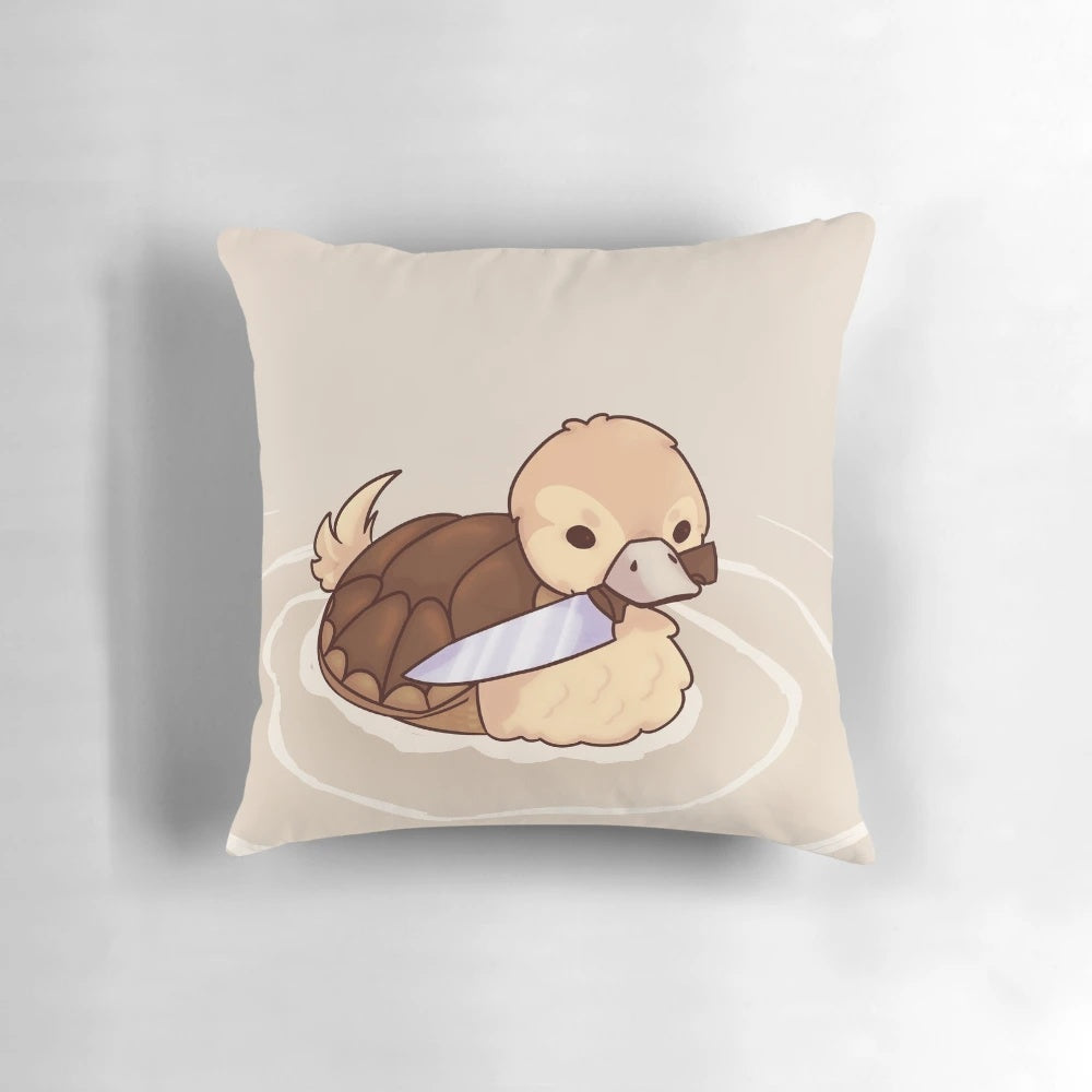 Cute ATLA turtleduck with a knife decorative throw pillow