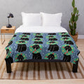 Cozy black Aussiedoodle dog plush blanket with cute Christmas design