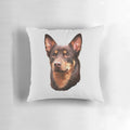 Plush pillow featuring a retro illustration of an Australian Kelpie dog.