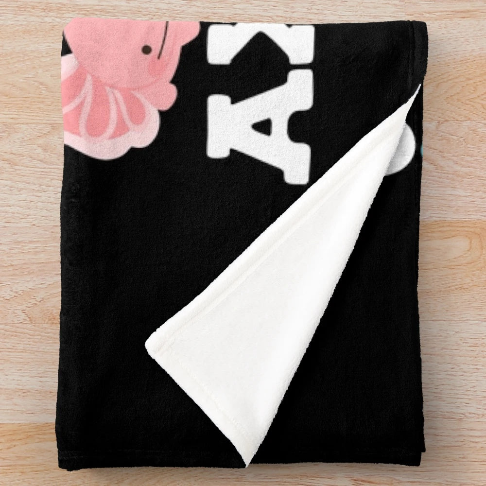 Cozy axolotl plush blanket featuring a cute and kawaii design