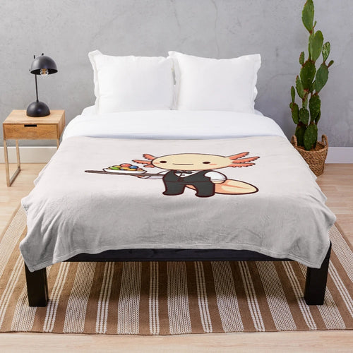 Axolotl plush blanket with waiter uniform design