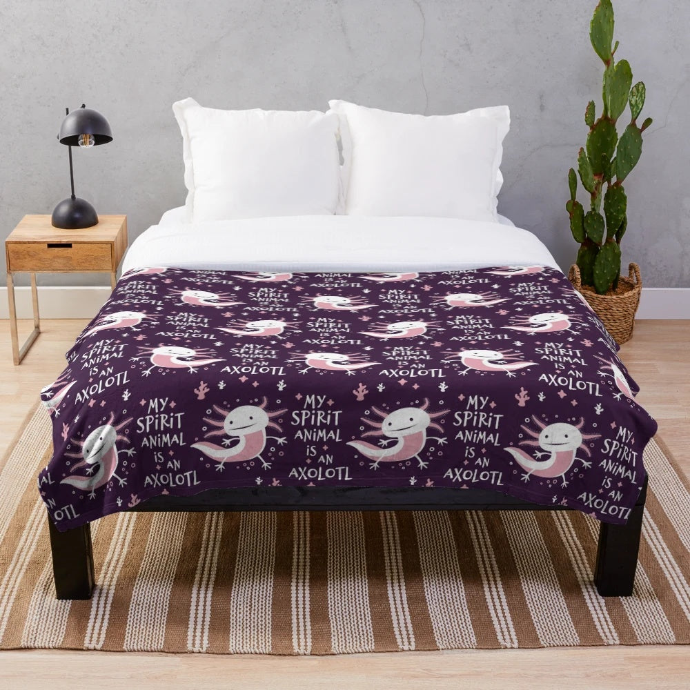 Cute and cuddly axolotl plush blanket with whimsical design