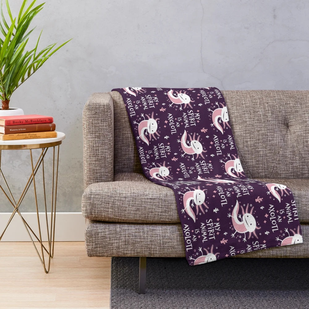 Cute and cuddly axolotl plush blanket with whimsical design