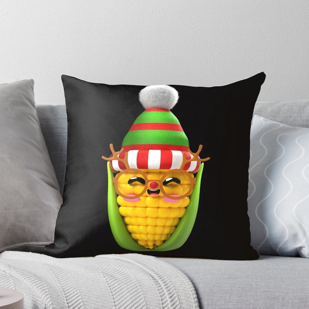 Cute and cuddly baby Christmas corn pillow with a kawaii design and festive holiday attire