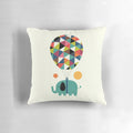 Colorful baby elephant pillow with rainbow design, perfect for kids' room or nursery
