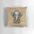 Cute illustration of a baby elephant wearing headphones and glasses, perfect for music lovers