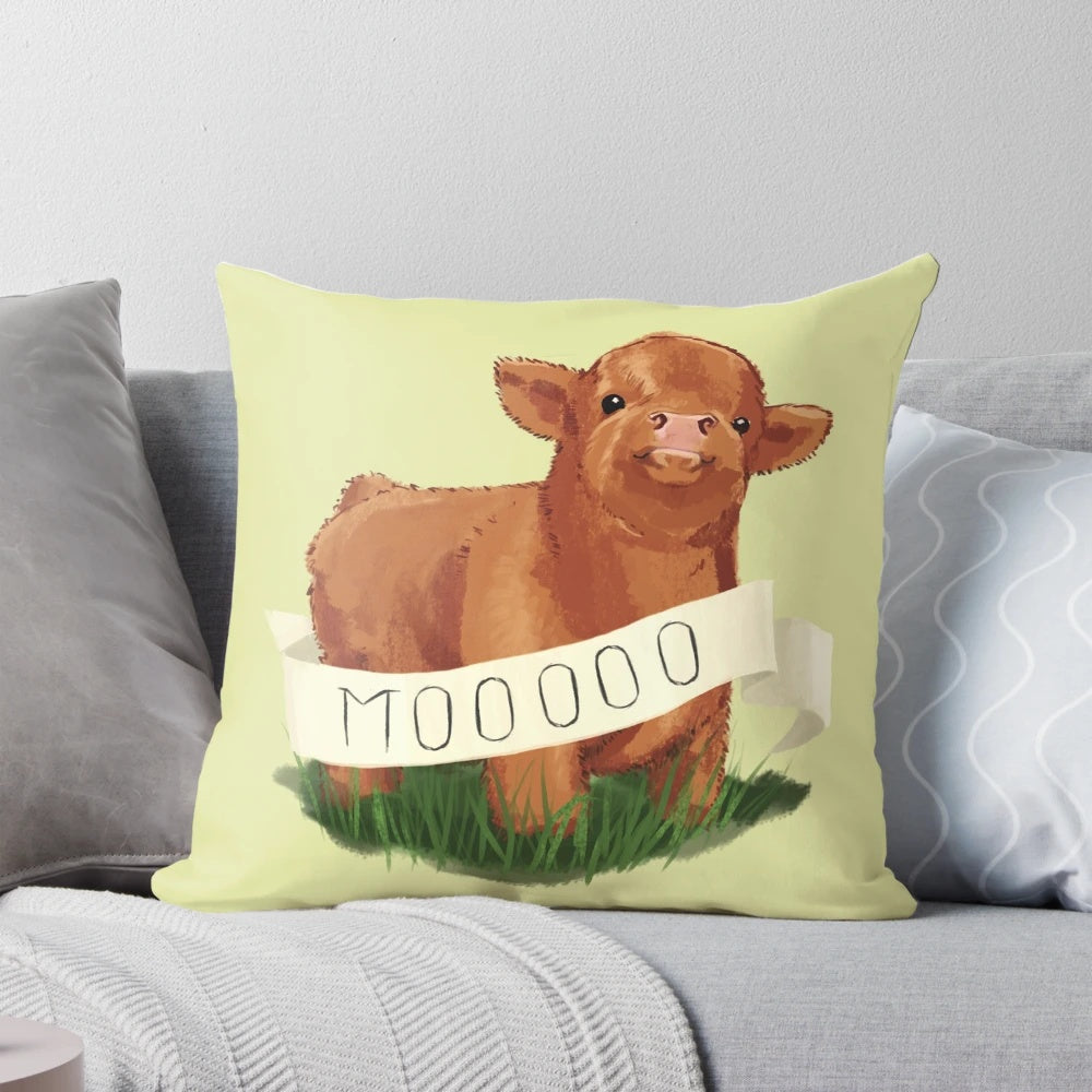 Soft and cuddly baby highland cow plush pillow for infant or toddler