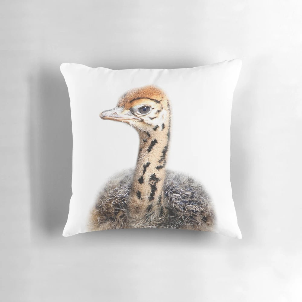 Charming baby ostrich animal art print, perfect for a safari-themed nursery or child's bedroom