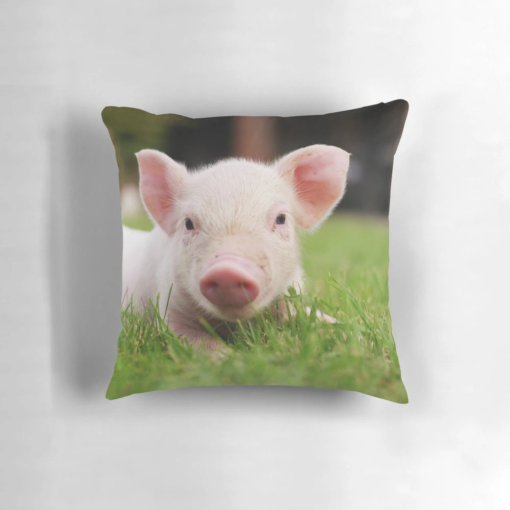 Soft and cuddly baby piglet plush pillow for farmhouse or nursery decor