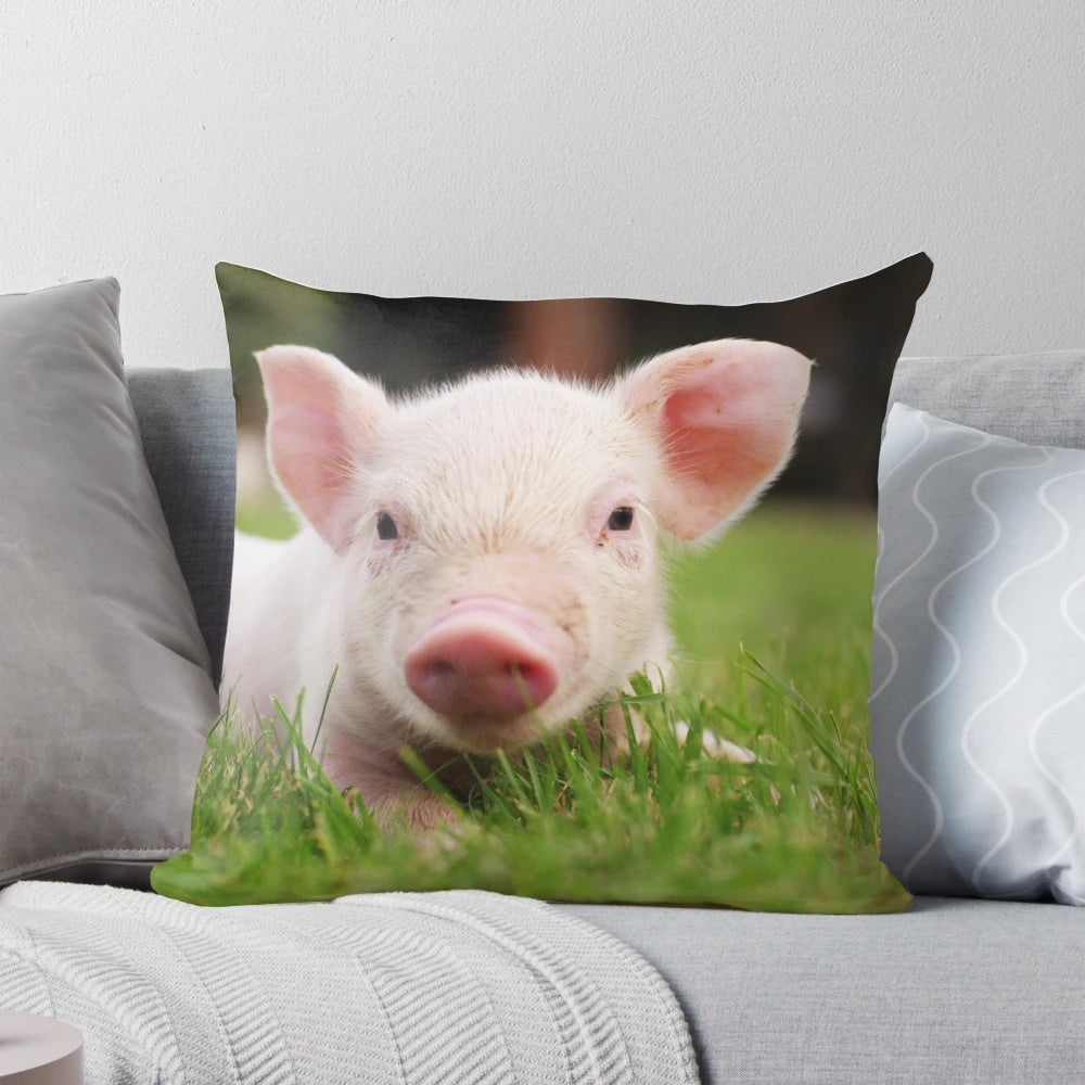 Soft and cuddly baby piglet plush pillow for farmhouse or nursery decor